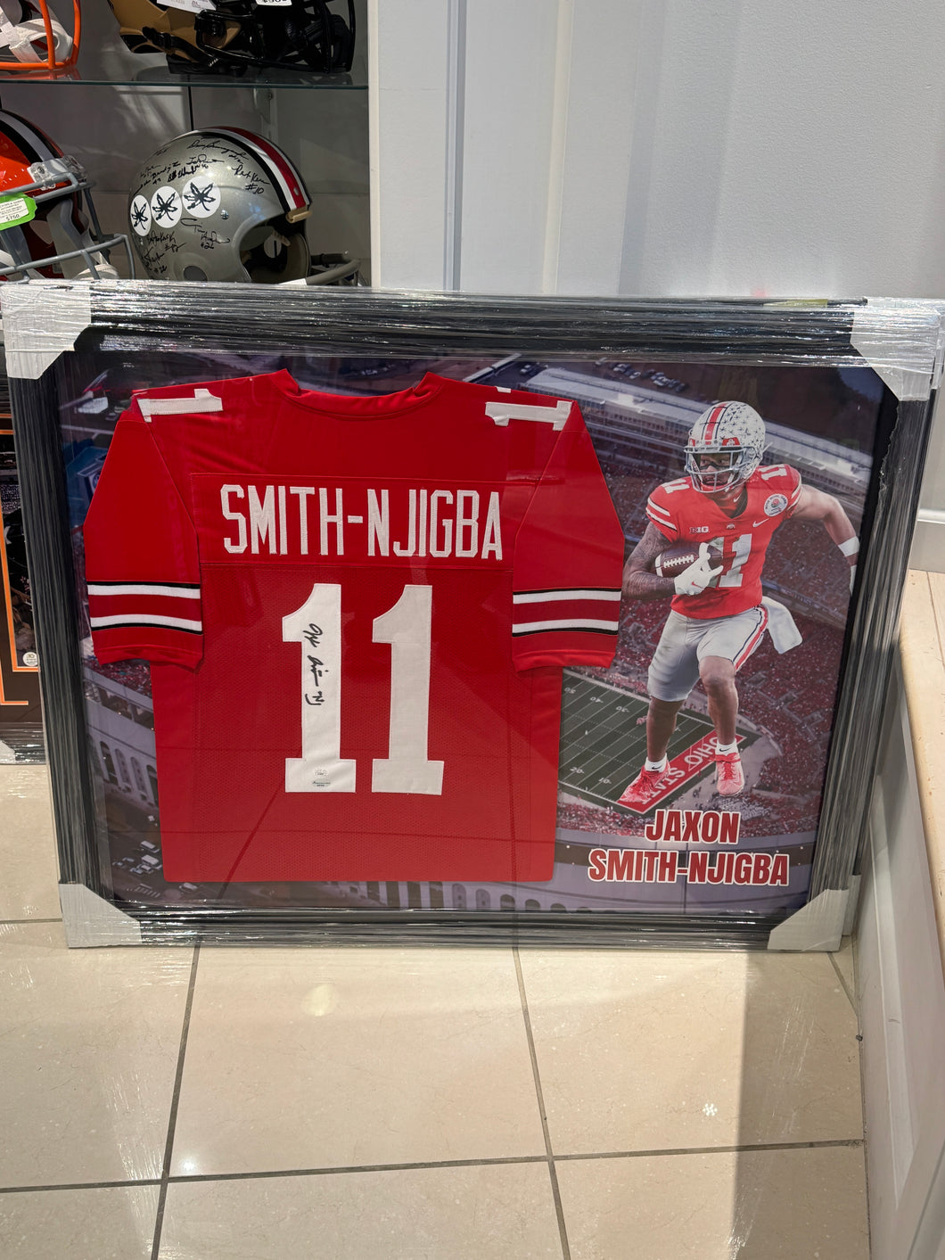 Ohio State Buckeyes Jaxson Smith Njigba Hand Signed Autographed Jersey Custom Framed JSA COA
