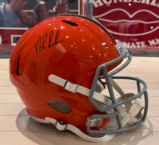 Cleveland Browns Nick Saban Hand Signed Autographed Full Size Replica Helmet BAS COA