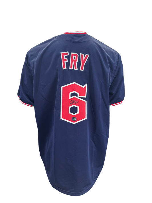David Fry Signed Autographed Cleveland Guardians Custom Navy Jersey PROVA COA