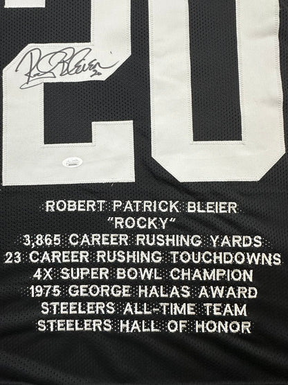Pittsburgh Steelers Rocky Bleier Hand Signed Autographed Custom Stat Jersey JSA COA