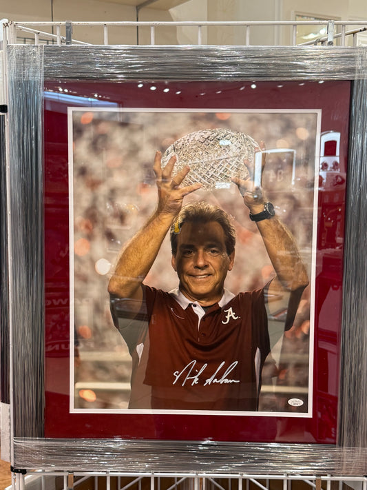 Alabama Crimson Tide Nick Saban Signed Autographed 11x14 Photo Custom Framed JSA COA