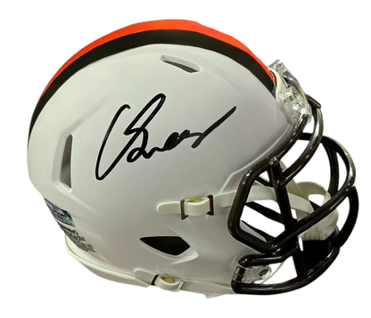 Carson Schwesinger Signed Autographed Cleveland Browns White Alternate Mini Helmet Signed in Black includes COA