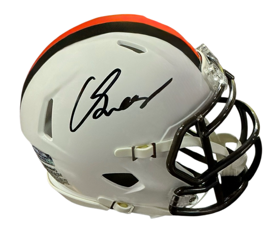 Carson Schwesinger Signed Autographed Cleveland Browns White Alternate Mini Helmet Signed in Black includes COA