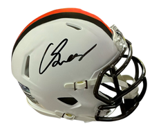 Load image into Gallery viewer, Carson Schwesinger Signed Autographed Cleveland Browns White Alternate Mini Helmet Signed in Black includes COA