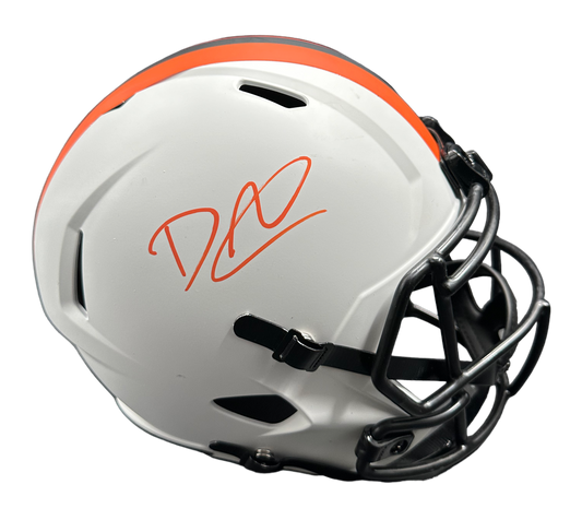 Cleveland Browns David Njoku Hand Signed Autographed Full Size 2023 White Alternate Helmet with JSA COA