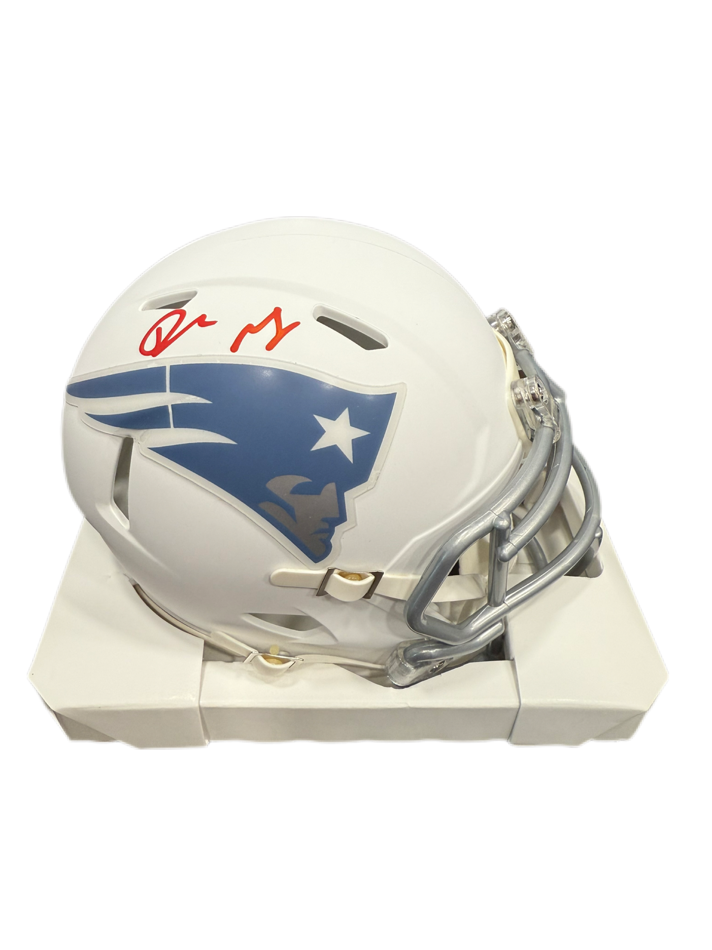 Drake Maye New England Patriots Autographed Fanatics Authentic Riddell Speed Mini Helmet