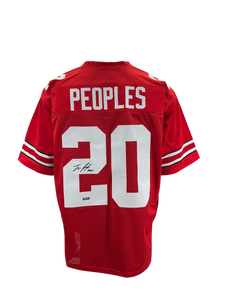 James Peoples Signed Autographed Ohio State Buckeyes Custom Red Jersey Prime Time Witnessed COA