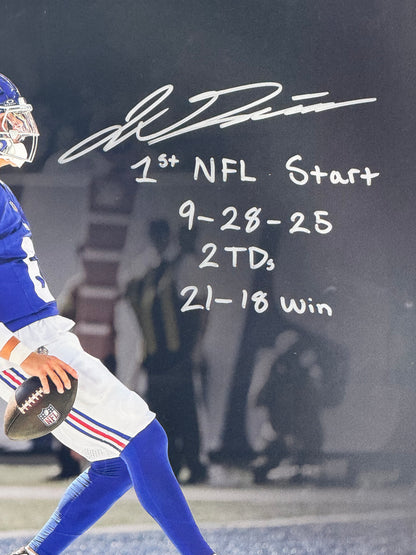 Jaxson Dart Signed Autographed Giants 16x20 Photo Custom Framed Fanatics COA
