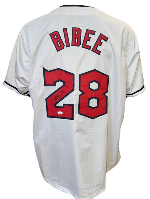 Cleveland Guardians Tanner Bibee Hand Signed Autographed Custom White Jersey with JSA COA