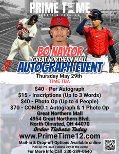 Bo Naylor 5/29/25 at Great Northern Mall Pre-Sale ticket for PHOTO OP to have your photo taken (up to 4 people at once) with the player