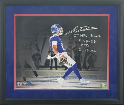 Jaxson Dart Signed Autographed Giants 16x20 Photo Custom Framed Fanatics COA