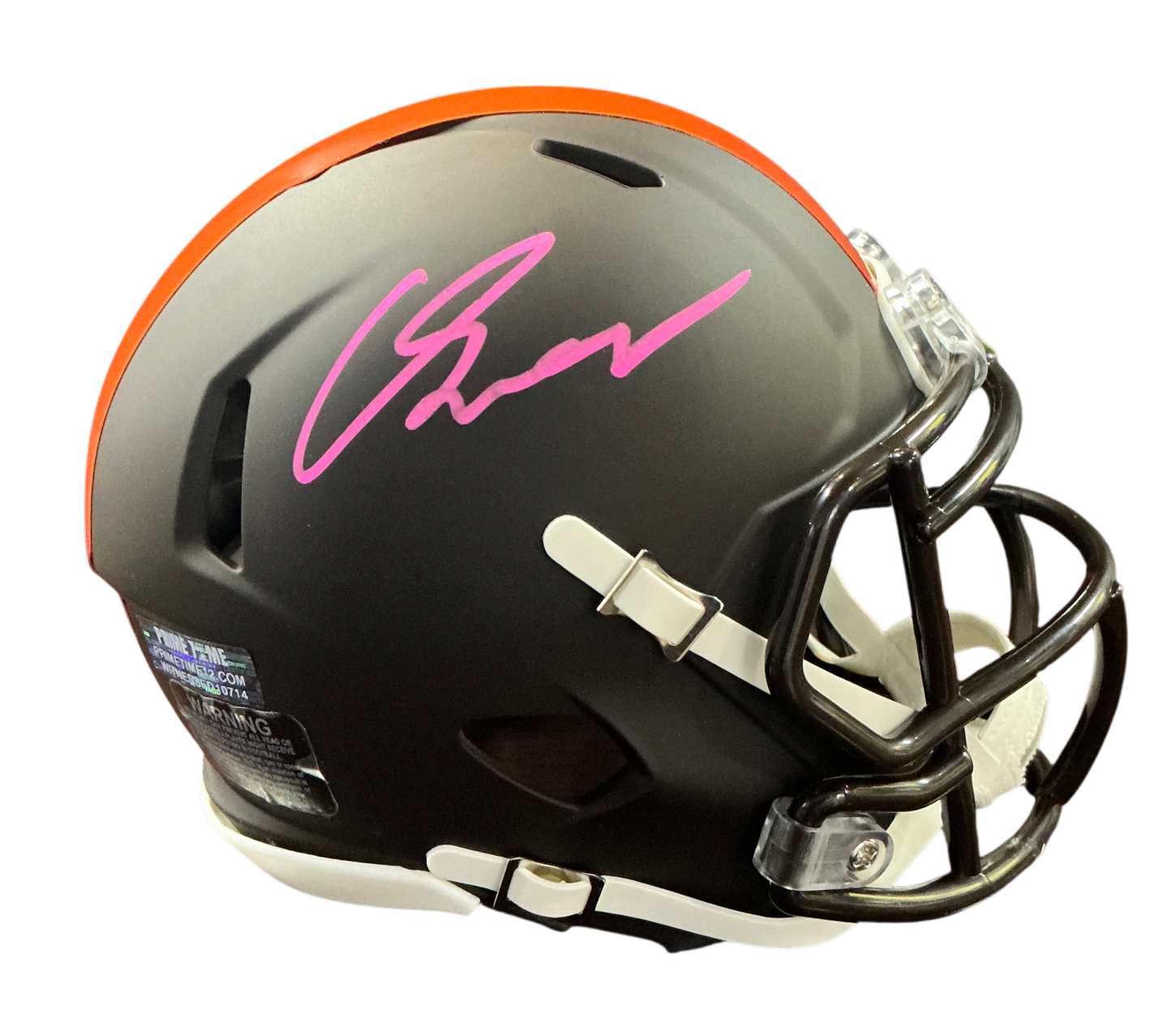 Carson Schwesinger Signed Autographed Cleveland Browns Alpha Dawg Mini Helmet LIMITED EDITION #’d to only 6 SIGNED IN PINK PAINT PEN includes COA