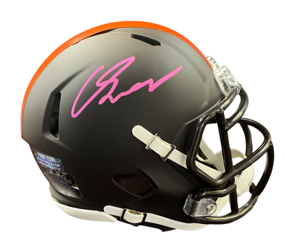 Carson Schwesinger Signed Autographed Cleveland Browns Alpha Dawg Mini Helmet LIMITED EDITION #’d to only 6 SIGNED IN PINK PAINT PEN includes COA