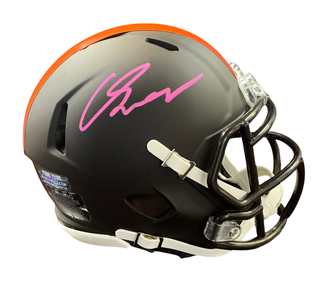 Carson Schwesinger Signed Autographed Cleveland Browns Alpha Dawg Mini Helmet LIMITED EDITION #’d to only 6 SIGNED IN PINK PAINT PEN includes COA
