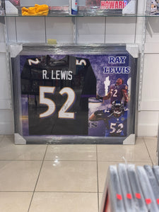 Baltimore Ravens Ray Lewis Hand Signed Autographed Jersey Custom Framed BAS COA