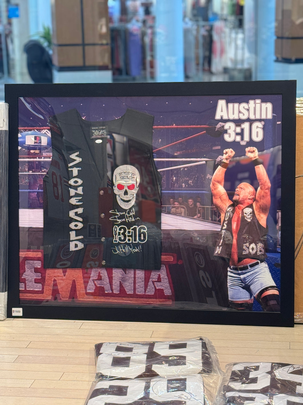 WWE Stone Cold Steve Austin Hand Signed Autographed Vest custom framed BAS COA