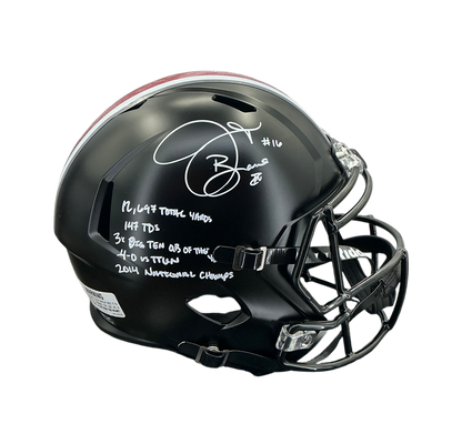 J.T. Barrett Signed Autographed Ohio State Buckeyes Full Size Replica Helmet with Inscription Prime Time Witnessed Coa
