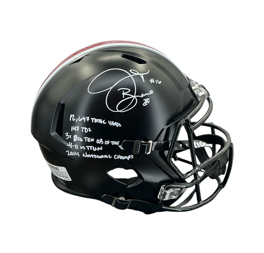 J.T. Barrett Signed Autographed Ohio State Buckeyes Full Size Replica Helmet with Inscription Prime Time Witnessed Coa