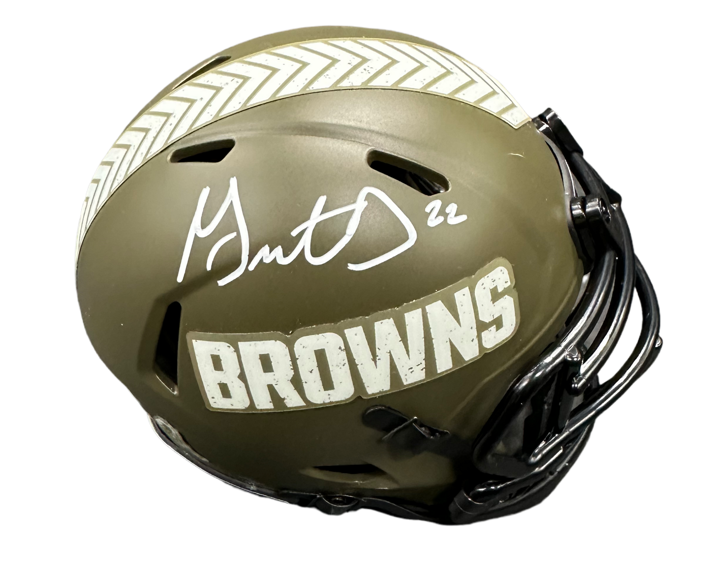 Cleveland Browns Grant Delpit Hand Signed Autographed Salute to Service Mini Helmet with JSA COA