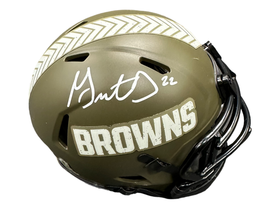 Cleveland Browns Grant Delpit Hand Signed Autographed Salute to Service Mini Helmet with JSA COA