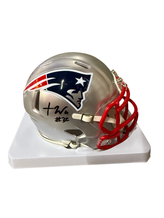 TREVEYON HENDERSON SIGNED AUTOGRAPHED PATRIOTS MINI HELMET PROVA COA