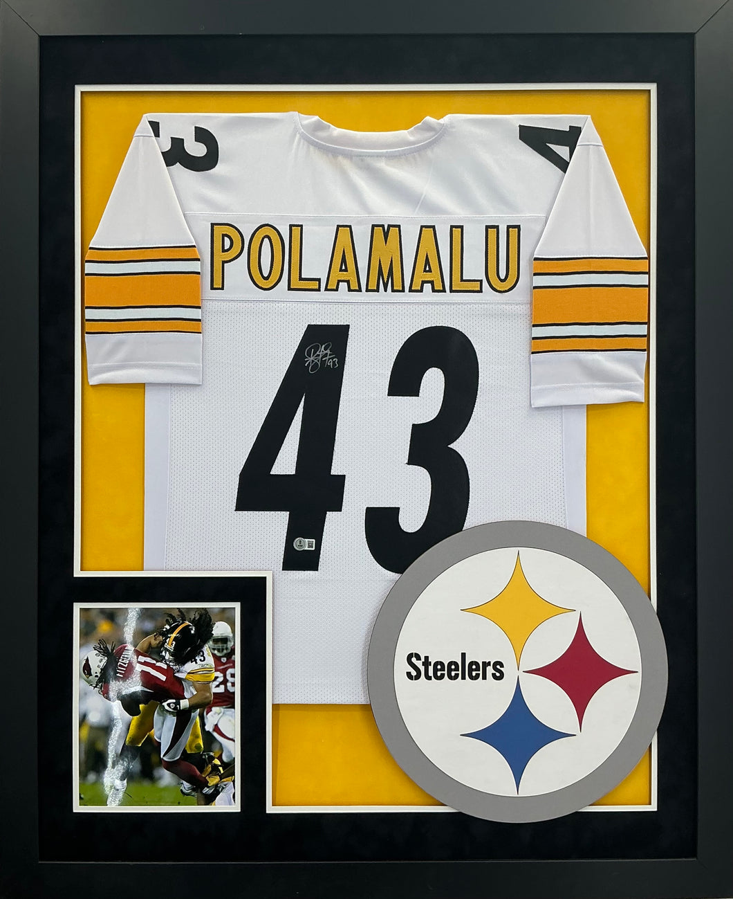 Troy Polamalu Signed Autographed Pittsburgh Steelers Jersey Custom Framed JSA COA