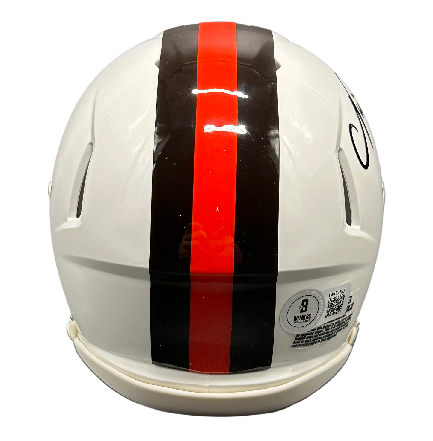 Cleveland Browns Nick Chubb Hand Signed Autographed Alternate White Mini Helmet with Beckett COA