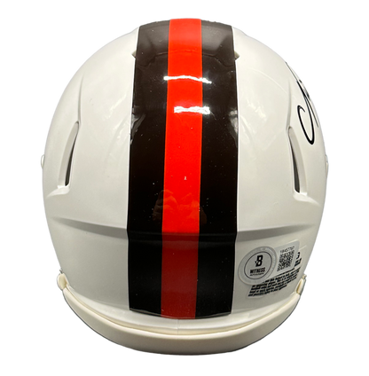 Cleveland Browns Nick Chubb Hand Signed Autographed Alternate White Mini Helmet with Beckett COA
