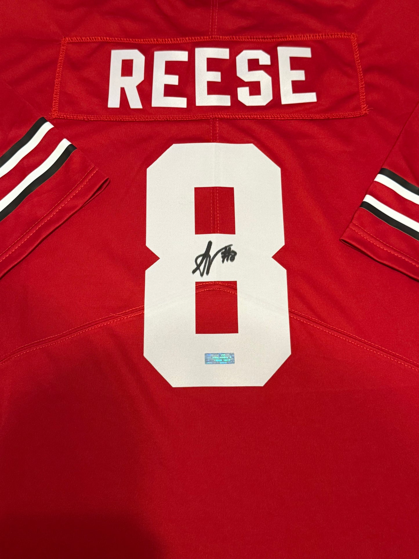 Arvell Reese Signed Autographed Ohio State Buckeyes Red Jersey Prime Time Witness COA