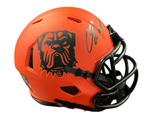 Carson Schwesinger Signed Autographed Cleveland Browns Rave Orange Mini Helmet Signed in Black includes COA