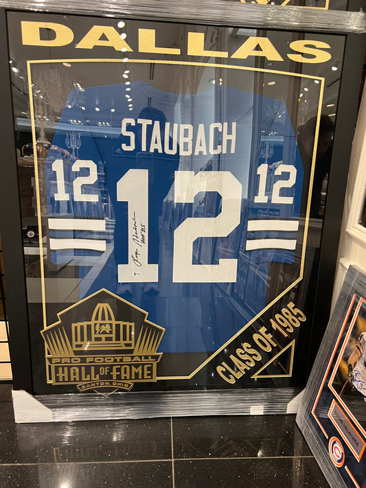 Roger Staubach Pro Football Hall Of Fame EXCLUSIVE CUSTOM FRAMED JERSEY JSA COA