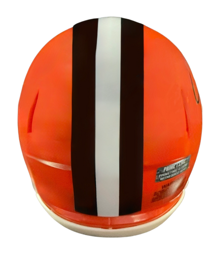 Carson Schwesinger Signed Autographed Cleveland Browns Current Style Orange Mini Helmet Signed in Black includes COA