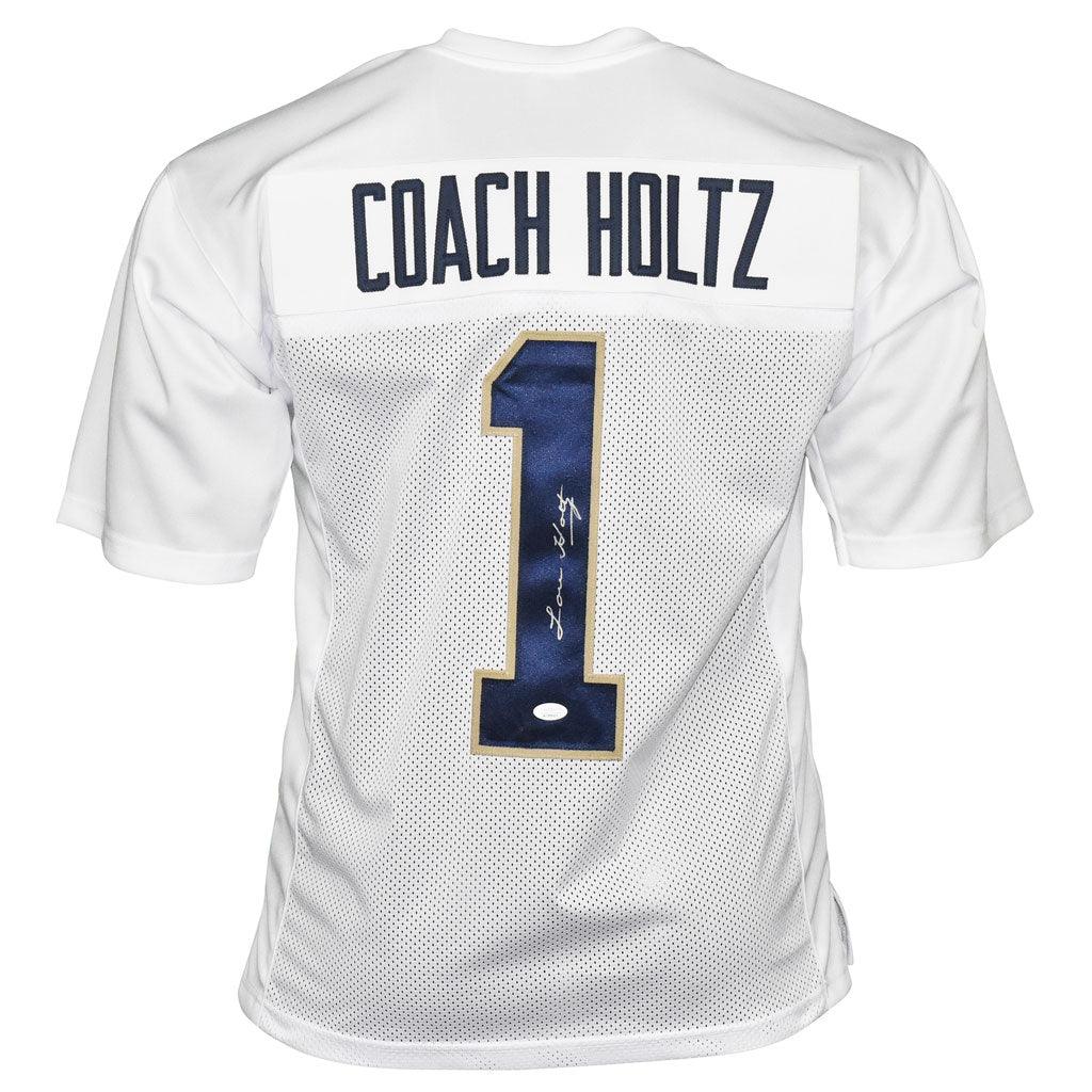 Notre Dame Coach Lou Holtz Hand Signed Autographed Custom White Jersey JSA COA