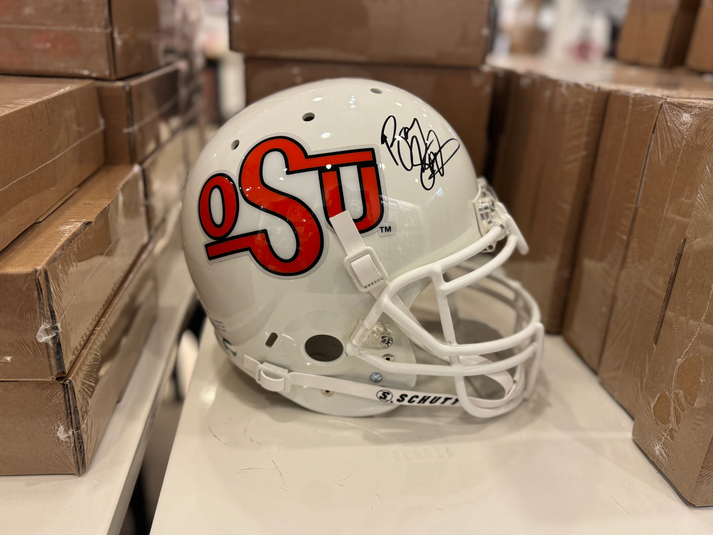 Oklahoma State University Barry Sanders Hand Signed Autographed Full Size Authentic Schmitt Helmet certified COA