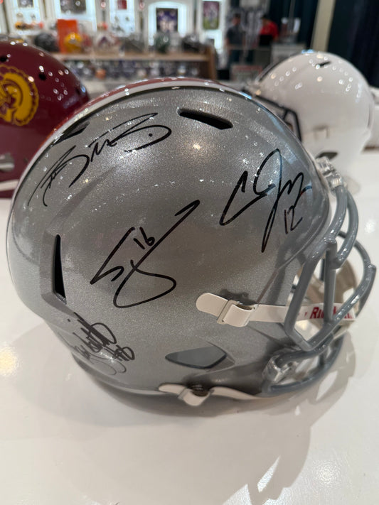 The Ohio State Buckeyes Braxton Miller, Cardale Jones Craig Krenzel Signed Autographed Full Size Replica Helmet Swau COA