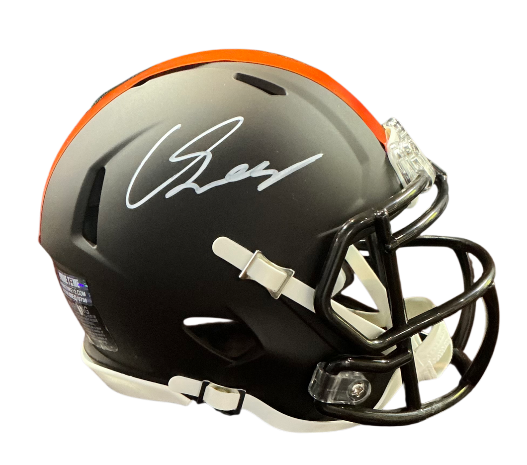 Carson Schwesinger Signed Autographed Cleveland Browns 2025 Alt Alpha Dawg Mini Helmet Signed in White includes COA