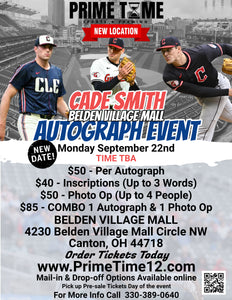 Mail-in or Drop off for Cade Smith autograph signing on any 1 item