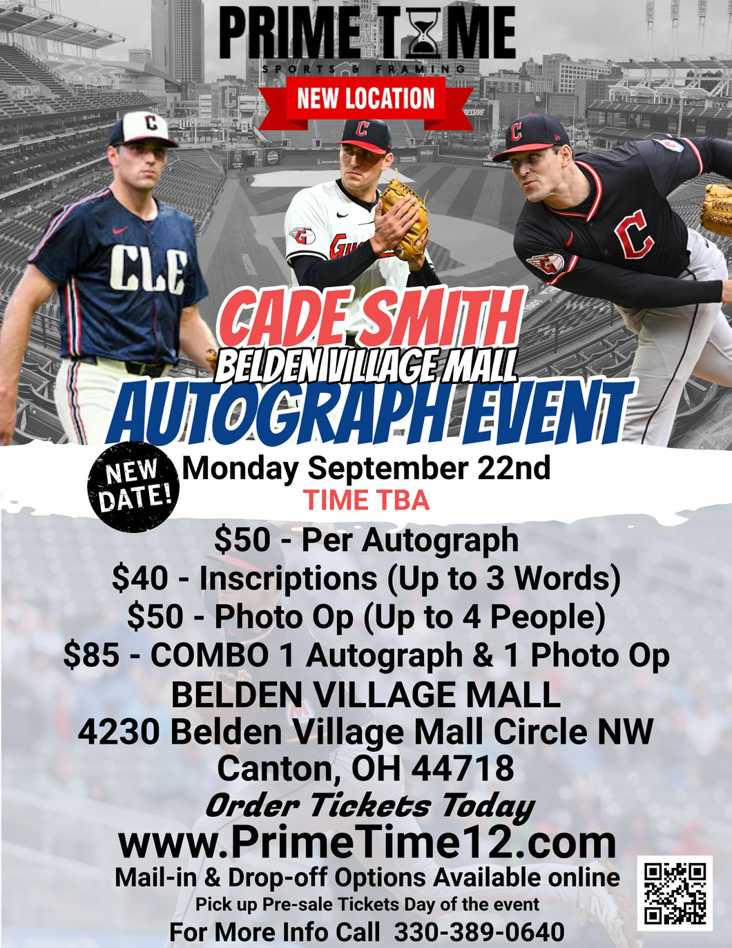 Mail-in or Drop off for Cade Smith autograph signing on any 1 item