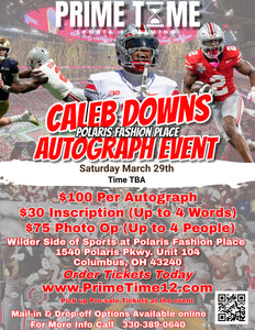 Caleb Downs The Ohio State Buckeyes National Champion Safety 3/29/25 at Polaris Fashion Place Pre-Sale ticket for PHOTO OP to have your photo taken (up to 4 people at once) with the player