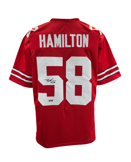 Ty Hamilton Signed Autographed Ohio State Buckeyes Custom Red Jersey Prime Time Witness COA