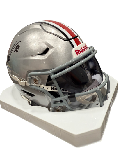 Arvell Reese Signed Autographed Ohio State Buckeyes Silver Mid Size Helmet Prime Time Witness Coa