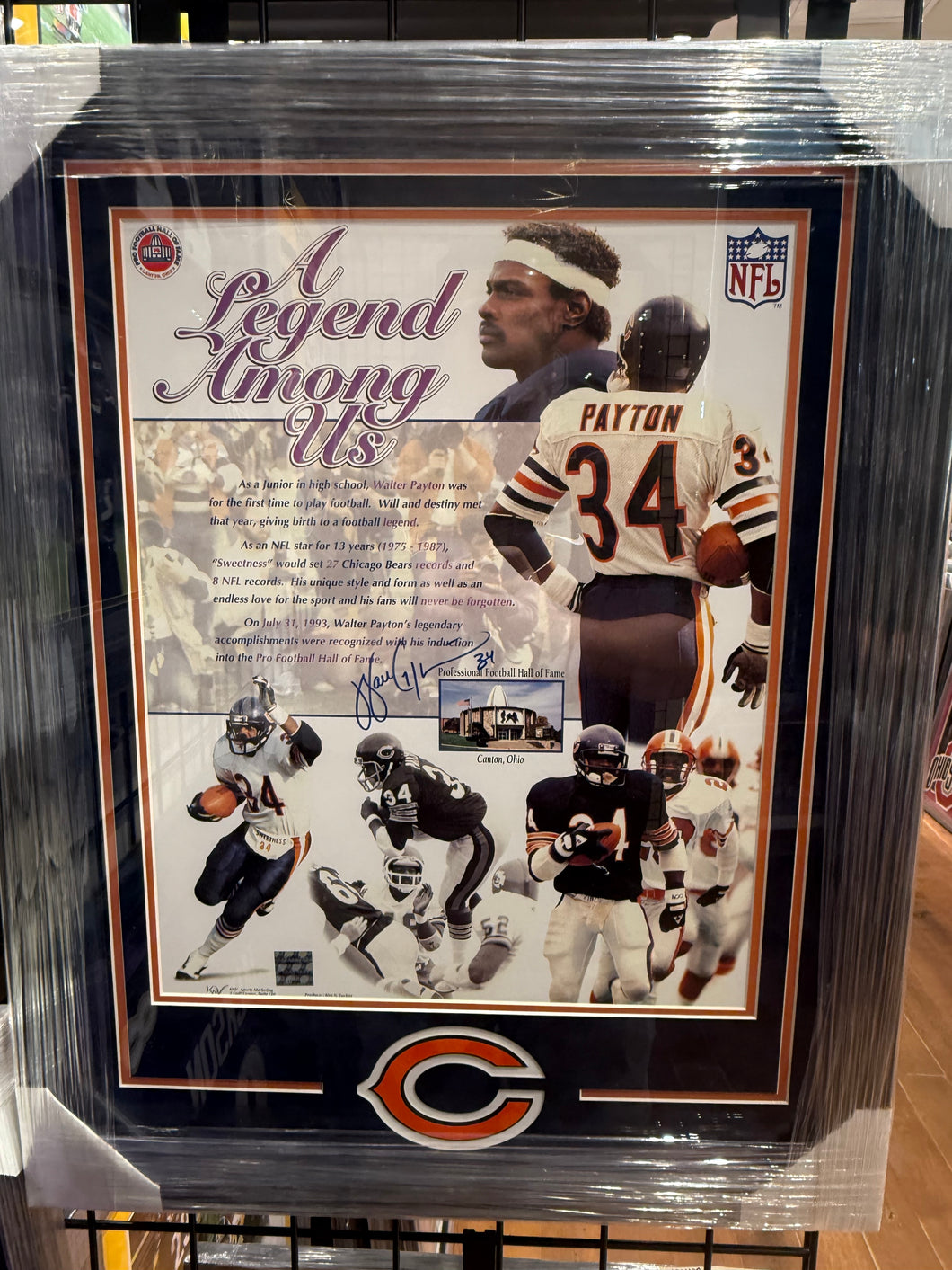 Chicago Bears Walter Peyton Signed Autographed 16x20 Photo Custom Framed COA
