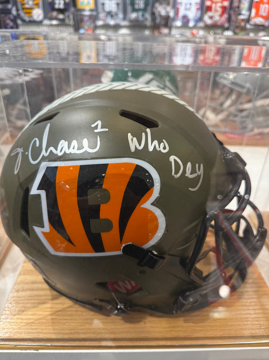 Cincinnati Bengals Jamar Chase Signed Autographed Full Size Helmet BAS COA