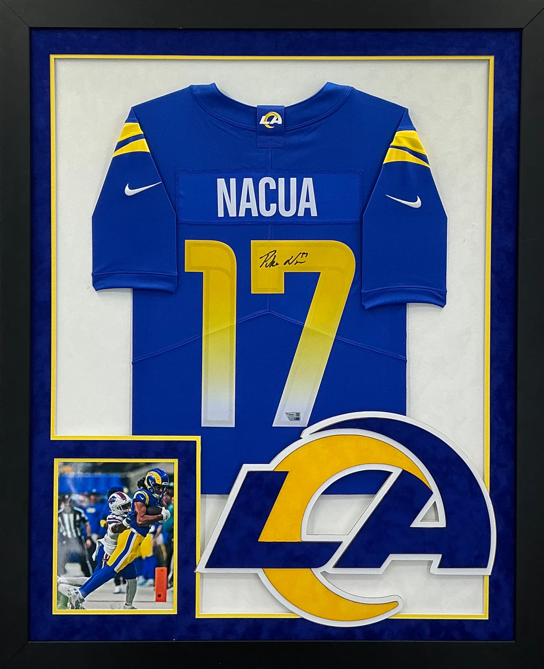 Los Angeles Chargers Puka Nacua Hand Signed Autographed Authentic Jersey Custom Framed Fanatics COA