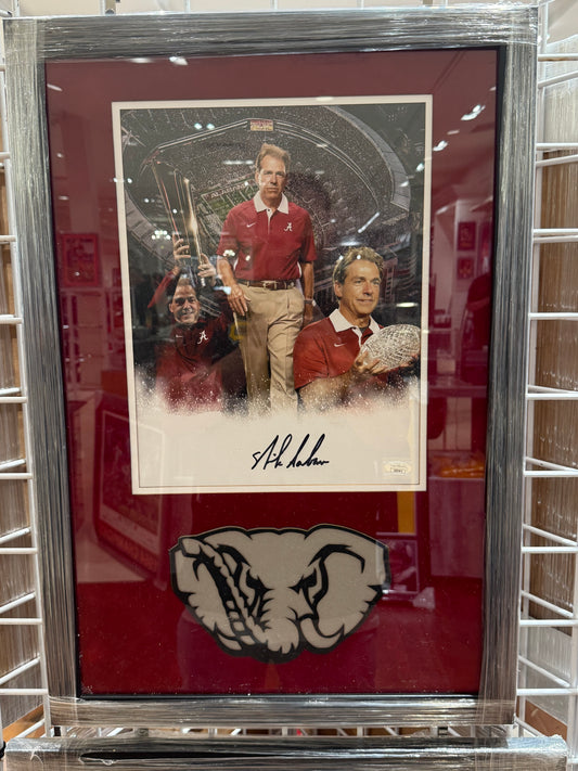 Alabama Crimson Tide Nick Saban Signed Autographed 16x20 Photo Custom Framed JSA COA