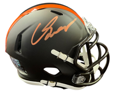 Load image into Gallery viewer, Carson Schwesinger Signed Autographed Cleveland Browns 2025 Alt Alpha Dawg Mini Helmet Signed in Orange includes COA
