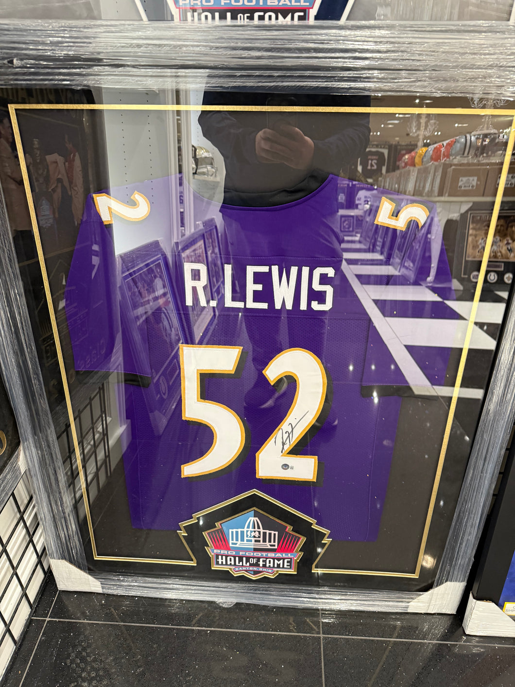 Baltomore Ravens Ray Lewis Hand Signed Autographed Custom Purple Jersey Pro Football Hall of Fame Exclusive Framing Includes Beckett COA