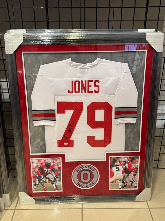 Ohio State Buckeyes Dawand Jones Hand Signed Autographed Jersey Custom Framed JSA COA