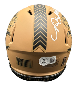 Cleveland Browns Nick Chubb Signed Salute To Service Mini Helmet Beckett COA