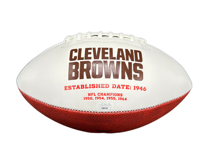 Cleveland Browns Kevin Mack Ernest Byner Dual Hand Signed Autographed White Panel Football with JSA COA
